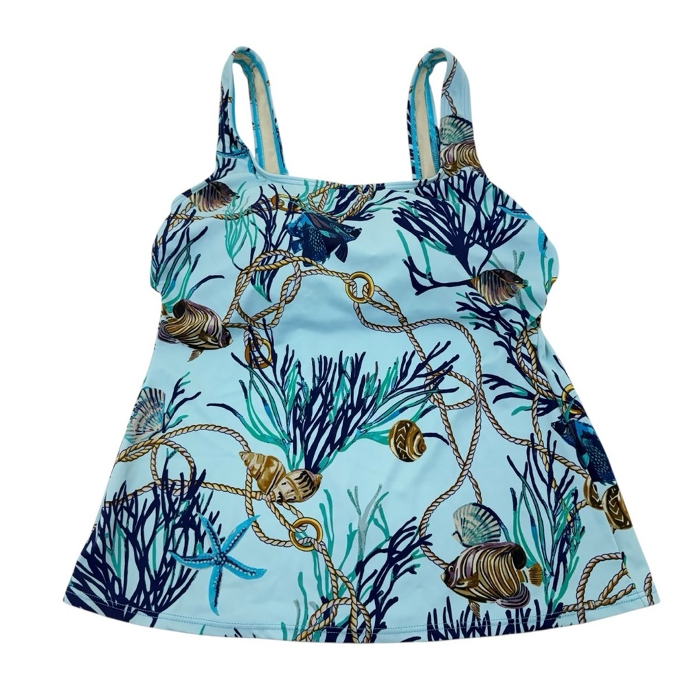 Talbots Swim Top Tank 8 Blue